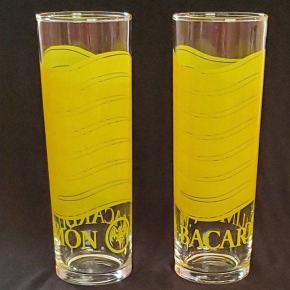 Barcardi Limon Rum Highball Collins Glasses with Bat - Picture 2 of 7